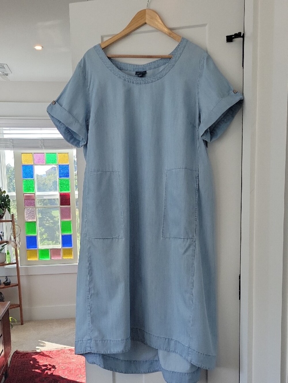 J. Jill Denim Light Blue Casual Tencel Midi Dress with Pockets - Picture 5 of 12